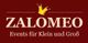 Logo mit Text "ZALOMEO - Events für Klein und Groß" und einer Krone auf rotem Hintergrund.