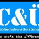 Blaues Logo mit der Aufschrift "C&Ü Gebäudedienstleistungen" und "we make the difference".
