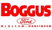 Boggus Ford logo with locations in McAllen and Harlingen, Texas.