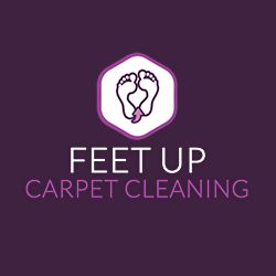 Logo: Purple background, feet graphic, text "Feet Up Carpet Cleaning."