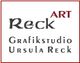 Textlogo: "Reck ART. Grafikstudio Ursula Reck" in verschiedenen Schriftarten und -größen.