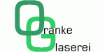 Logo mit zwei ineinander verschlungenen grünen Quadraten und dem Text "Gran Glasererei".