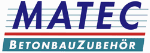 Logo mit dem Text "MATEC Betonbauzubehör" in Blau und Rot auf weißem Hintergrund.
