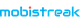 The image shows a logo with the text "mobistreak" in blue, featuring a red dot above the "i".