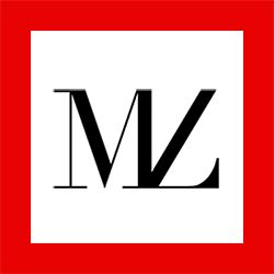 Logotipo "ML" en negro sobre fondo blanco con borde rojo.