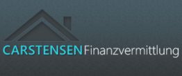 Logo von Carstensen Finanzvermittlung mit Hausdach-Symbol auf grauem Hintergrund.