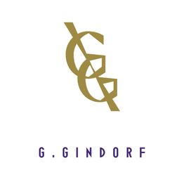 Logo mit goldenen Buchstaben "GG" und lila Text "G. GINDORF" auf weißem Hintergrund.