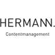 Logo mit Text: "HERMANN. Contentmanagement" in schwarzer Schrift auf weißem Hintergrund.
