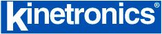 Blaues Logo mit weißem Schriftzug "kinetronics".