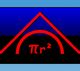 Rotes Dreieck und Kreis auf blau-schwarzem Hintergrund, mit der Formel πr² in der Mitte.