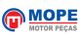 Logotipo da MOPE Motor Peças com um símbolo circular vermelho e azul à esquerda.