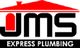 Logo of JMS Express Plumbing with a red roof graphic above the text.