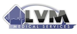 Logo LVM Medical Services, con un'onda cardiaca stilizzata sul lato sinistro.