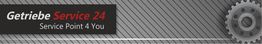 Banner mit Text "Getriebe Service 24, Service Point 4 You" und Zahnrad-Grafik rechts.