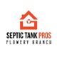 Logo: Orange house outline with text "Septic Tank Pros Flowery Branch" below.