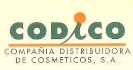 Logotipo de CODICO, compañía distribuidora de cosméticos, con texto verde y naranja.