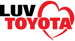 "LUV TOYOTA in bold letters with a heart outline integrated into the design."