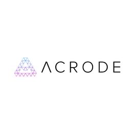 Logo mit geometrischen Dreiecksmuster und Text "ACRODE".