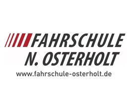 "Logo der Fahrschule N. Osterholt mit Webadresse www.fahrschule-osterholt.de in Schwarz und Rot."