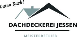 Logo der Dachdeckerei Jessen mit einem stilisierten Dach und dem Slogan "Guten Dach!".