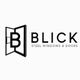 Logo for Blick featuring an open door design and the text "Blick Steel Windows & Doors."