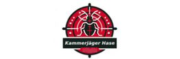 Logo mit rotem Käfer in Fadenkreuz, darunter der Text "Kammerjäger Hase".