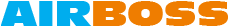 Logo met tekst "AIR BOSS" in blauwe en oranje hoofdletters.