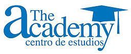 Logotipo de "The Academy, centro de estudios" con birrete azul sobre la "m".