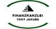 Logo mit einem stilisierten Dreieck, darunter Text: "Finanzkanzlei Tony Jakubs", grüner Rahmen.