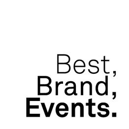 Text: "Best, Brand, Events." in schwarzer Schrift auf weißem Hintergrund.