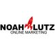 Logo mit Schriftzug "Noah Lutz Online Marketing" und einer roten Rakete dazwischen.