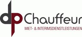 Logo mit „dp Chauffeur“ und Text „Miet- & Interimdienstleistungen“ in Schwarz und Rot.