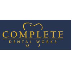 Logo with the text "Complete Dental Works" and a tooth design above and below the text.