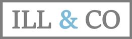 Logo mit Text "ILL & CO" in Grau und Blau, umrandet von einem grauen Rahmen.