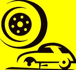 Gelbes Symbol: Auto und Rad in stilisierter Darstellung auf gelbem Hintergrund.