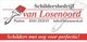 Logo van Schildersbedrijf van Losenoord met contactinformatie en slogan "Schilders met oog voor perfectie".