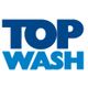 Blaues Logo mit dem Text "TOP WASH" in zwei Zeilen.