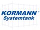 Logo mit Text "KORMANN Systemtank" vor einem stilisierten, transparenten Tankdesign.