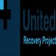 Logo of United Recovery Project with a plus symbol on a dark background.