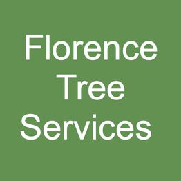 Green background with white text: "Florence Tree Services".