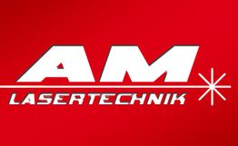 Rotes Logo mit weißem Text: "AM LASERTECHNIK", darunter ein Sternsymbol.