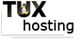 Logo mit "TUX hosting" und einem Pinguin im Buchstaben "U".