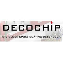 Banner met de tekst: "DECOCHIP - Gietvloer, epoxy, coating, betonlook".
