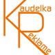 Orange Logo: "Kaudelka Reklame" in stilisierter Schrift auf weißem Hintergrund.