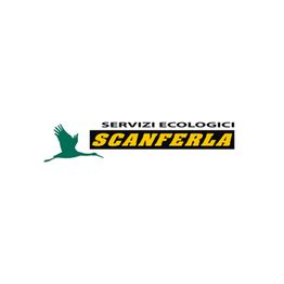 Logo con scritta "Servizi Ecologici Scanferla" e sagoma di un uccello verde in volo.