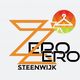 Logo van ZeroZero Steenwijk met oranje lijnen en een kleurrijke kledinghanger.
