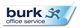 Logo mit Schriftzug "burk office service" und Figur, die ein Buch hält.