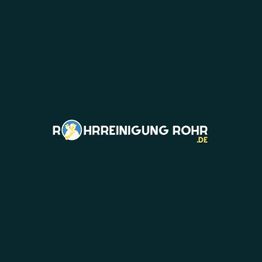 Logo mit Text "Rohrreinigung Rohr .de" auf dunkelgrünem Hintergrund.