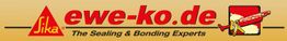 Banner mit "ewe-ko.de", "Sika"-Logo und "The Sealing & Bonding Experts"-Slogan auf gelbem Hintergrund.