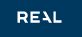 Blåt logo med teksten "REAL" i hvide bogstaver.